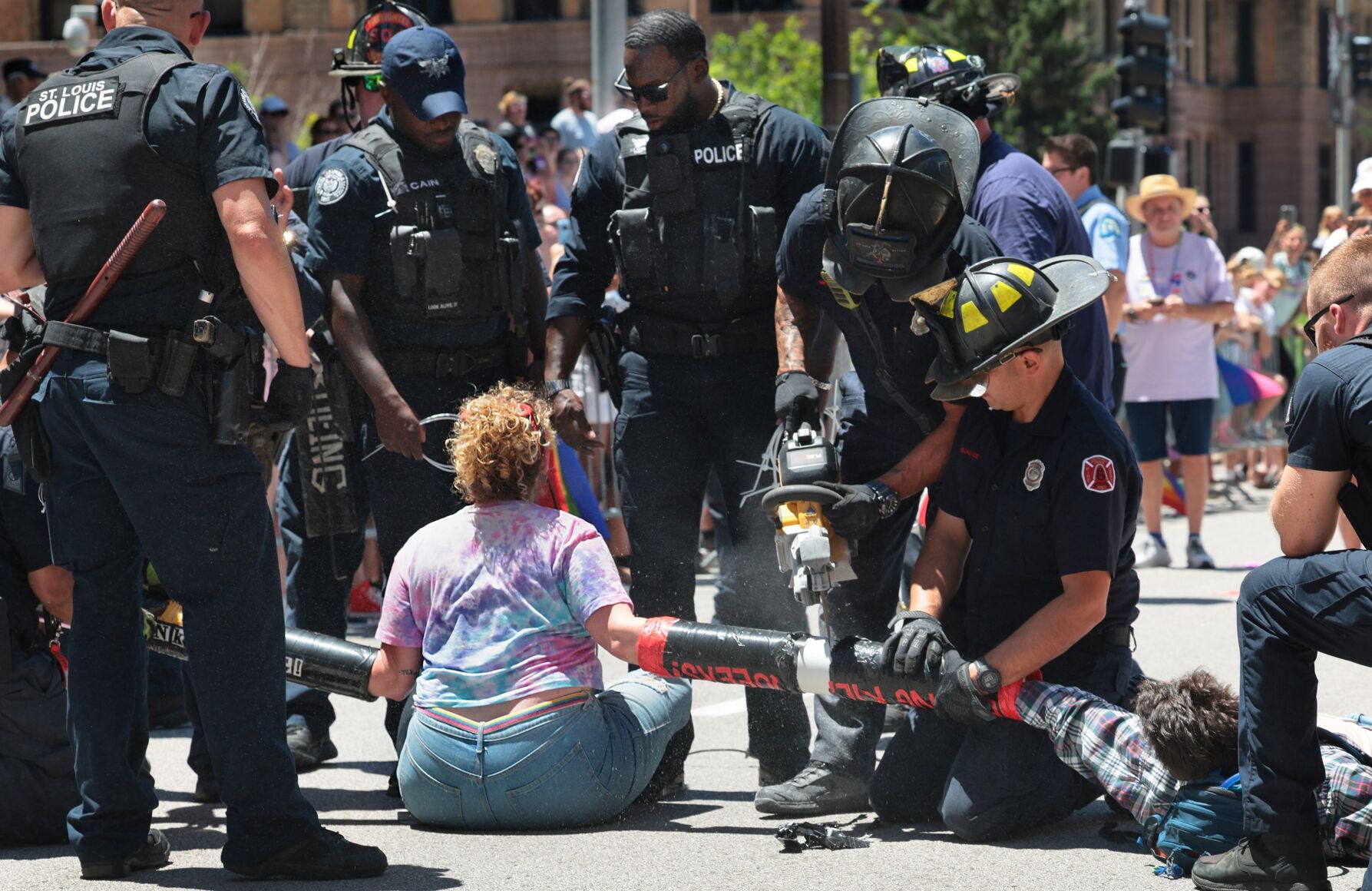 Pride parade delayed as anti-Boeing protesters block path